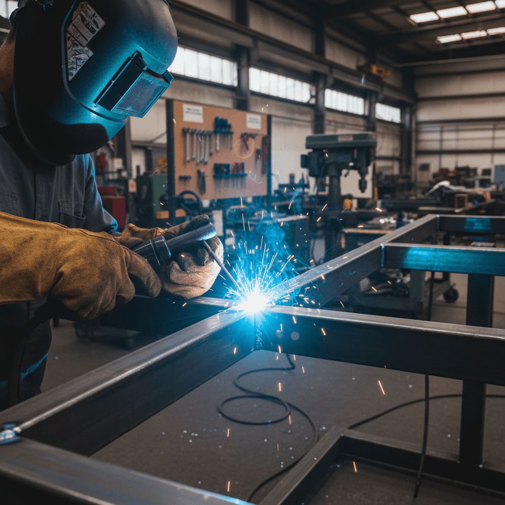 Trailer manufacturing and welding in progress